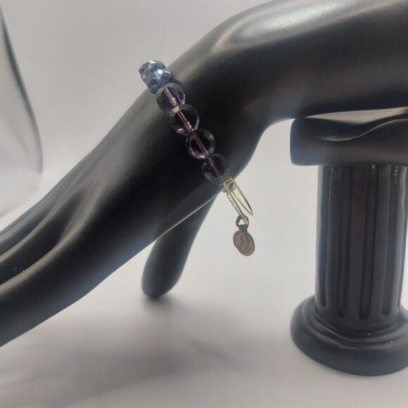 ALEX AND ANI Amethyst Luxe Bracelet Beaded Faceted Bangle Gold Electroplate EUC - Picture 12 of 14